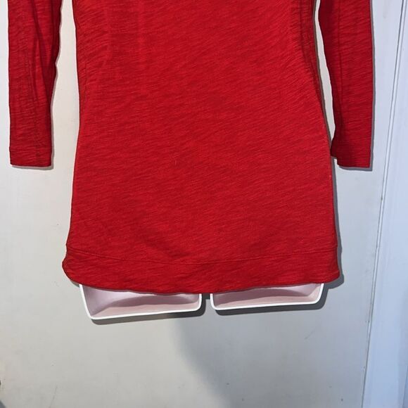 EXPRESS Red Burnout Cotton Modal Lace Yoke 3/4 Sleeve Top-S - Picture 6 of 8
